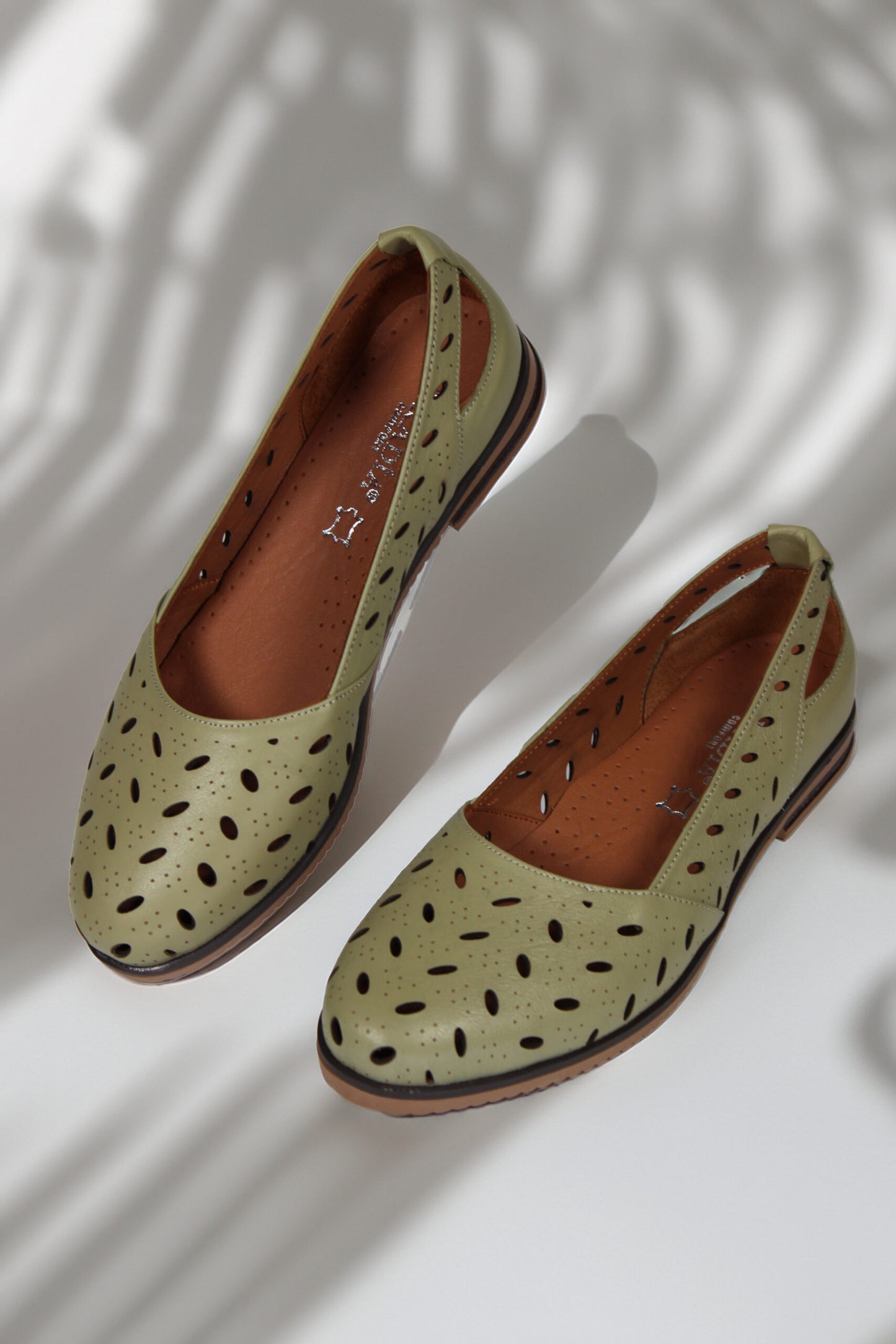 Balerini piele naturala Beatrix Avocado