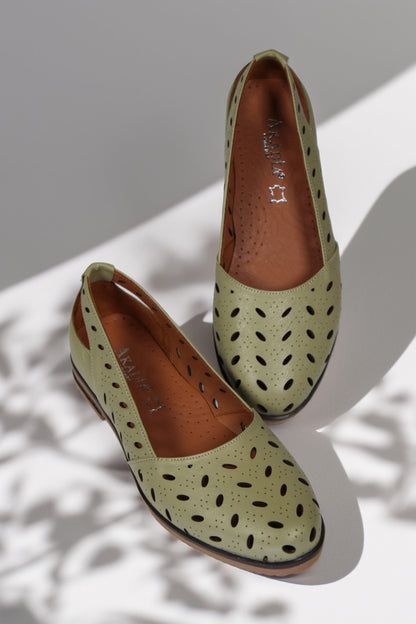 Balerini piele naturala Beatrix Avocado