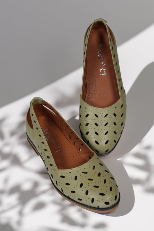 Balerini piele naturala Beatrix Avocado