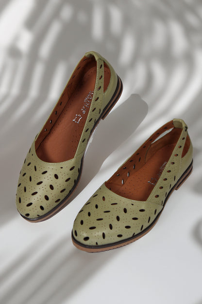 Balerini piele naturala Beatrix Avocado